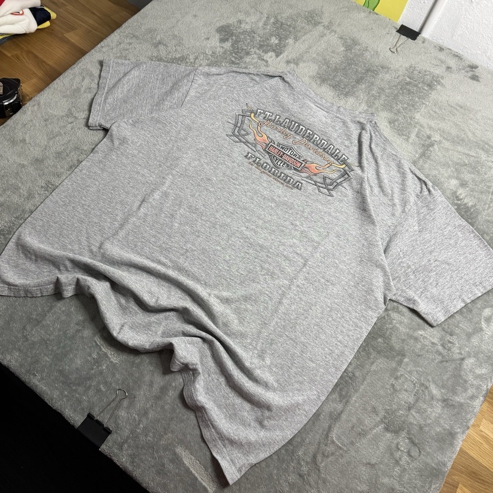 VTG 2004 Harley Davidson Ft.‎ Lauderdale Distressed Tshirt Mens 2XL Grunge Biker